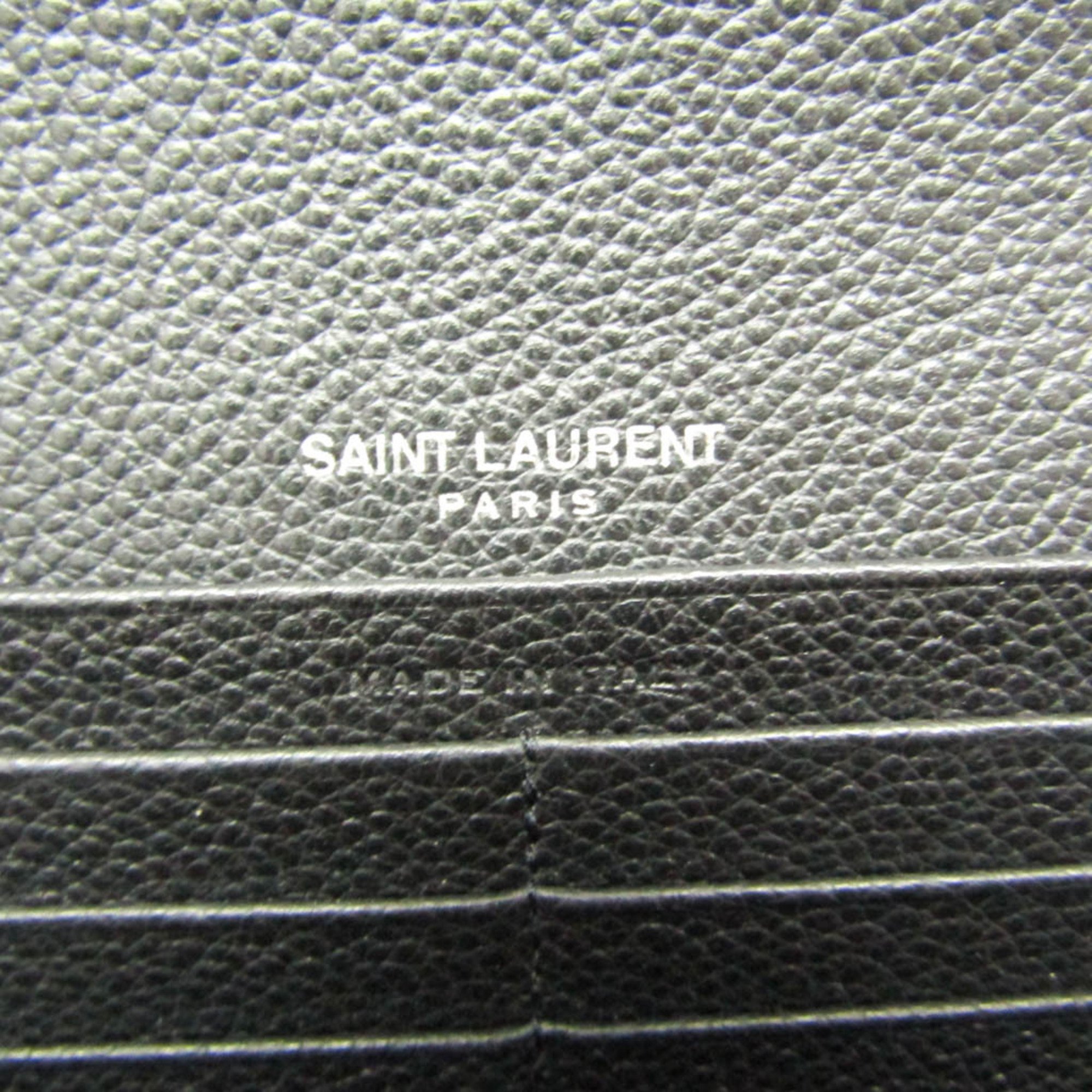 Saint Laurent YSL Line Large Flap Wallet 414567 Women's Leather Long Wallet (bi-fold) Black