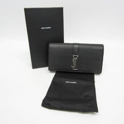 Saint Laurent YSL Line Large Flap Wallet 414567 Women's Leather Long Wallet (bi-fold) Black