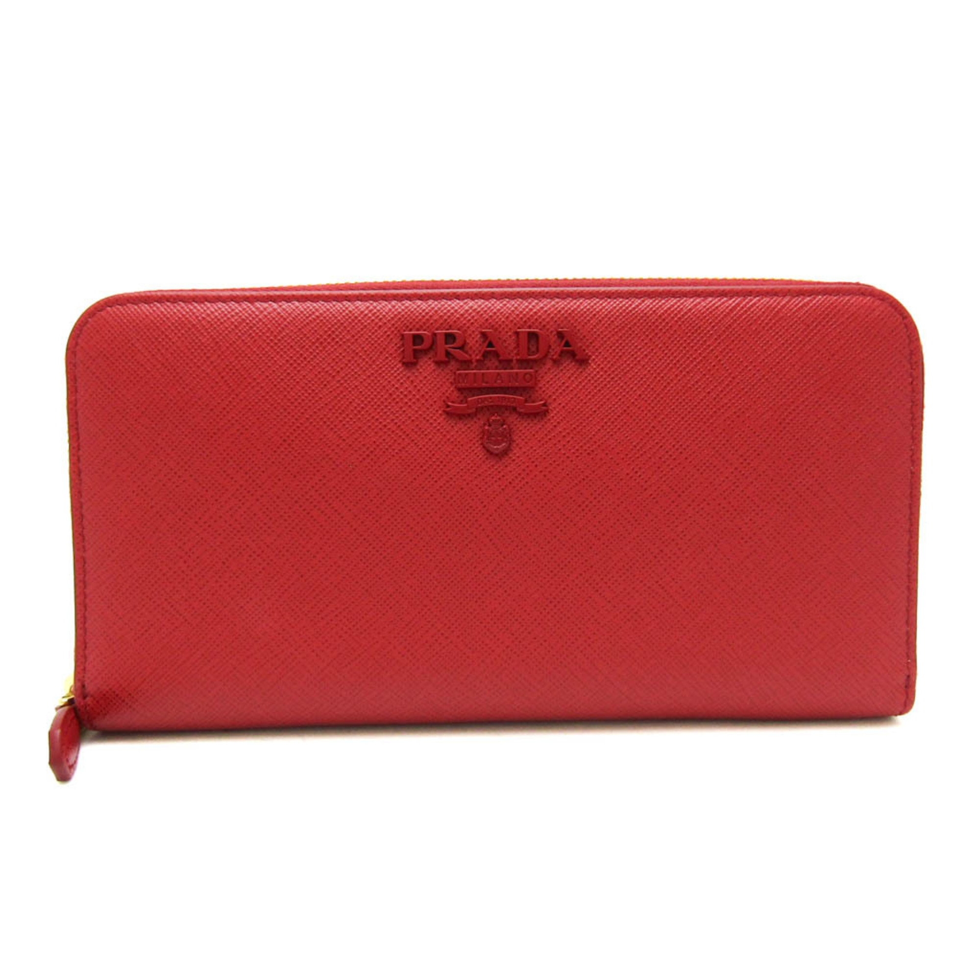 Prada Saffiano SHINE 1ML506 Women's Leather Long Wallet (bi-fold) Red Color