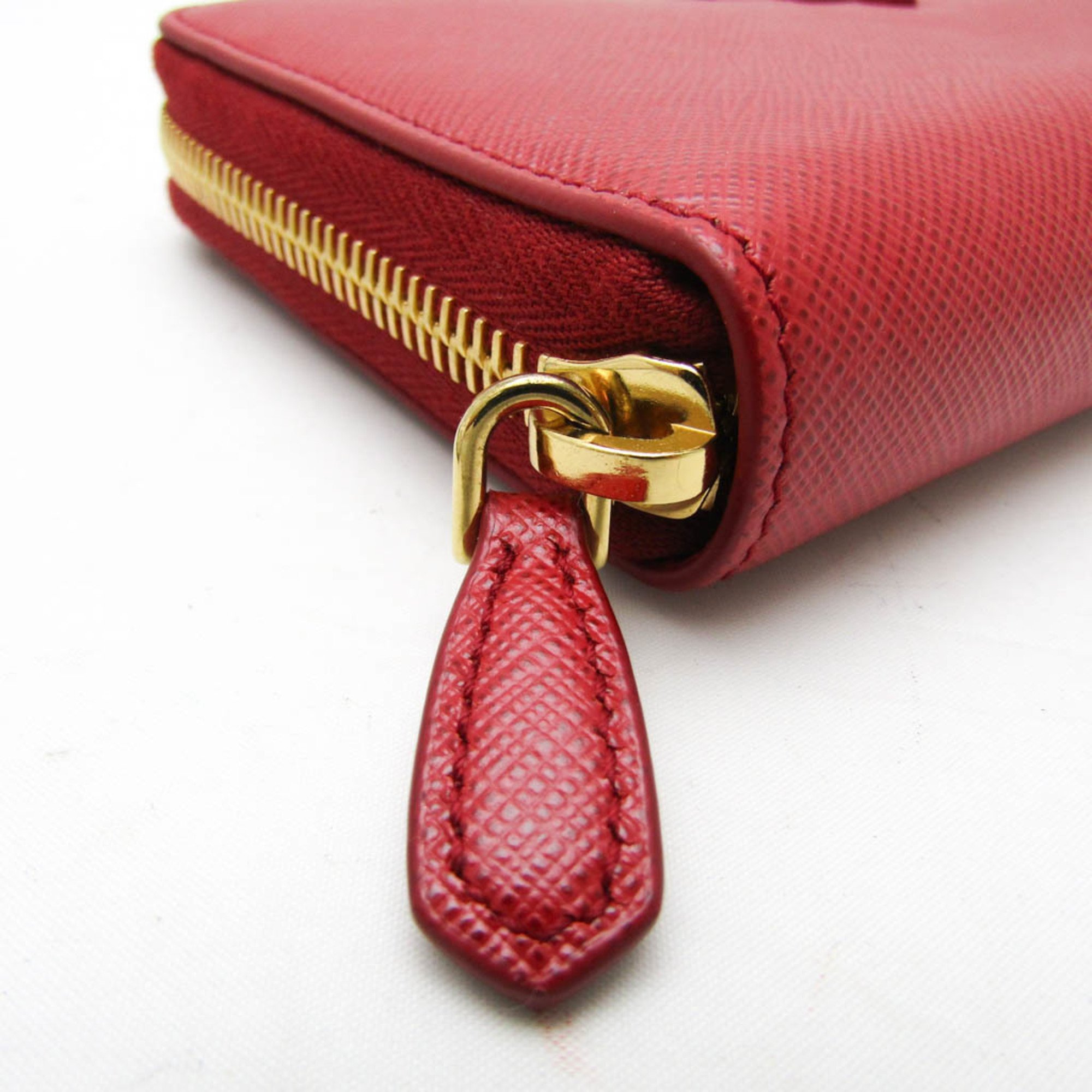 Prada Saffiano SHINE 1ML506 Women's Leather Long Wallet (bi-fold) Red Color