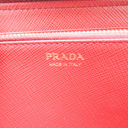 Prada Saffiano SHINE 1ML506 Women's Leather Long Wallet (bi-fold) Red Color