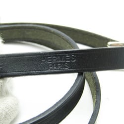 Hermes Hapi Triple Bracelet Choker Leather,Metal No Stone Bangle Black,Silver