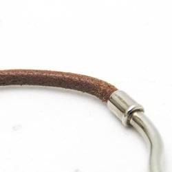 Hermes Jumbo Leather,Metal No Stone Bangle Brown,Silver