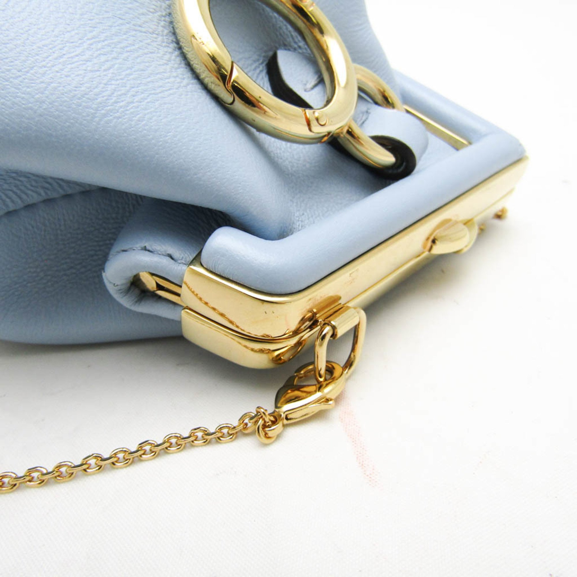 Fendi ABVE NANO FENDI FIRST BAG CHARM Chain Pouch 7AS051 Women's Leather Pouch Blue