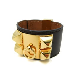 Hermes Medor Coryedosian Leather,Metal No Stone Bangle Dark Brown,Gold