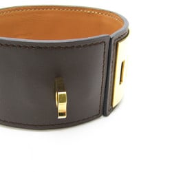 Hermes Medor Coryedosian Leather,Metal No Stone Bangle Dark Brown,Gold