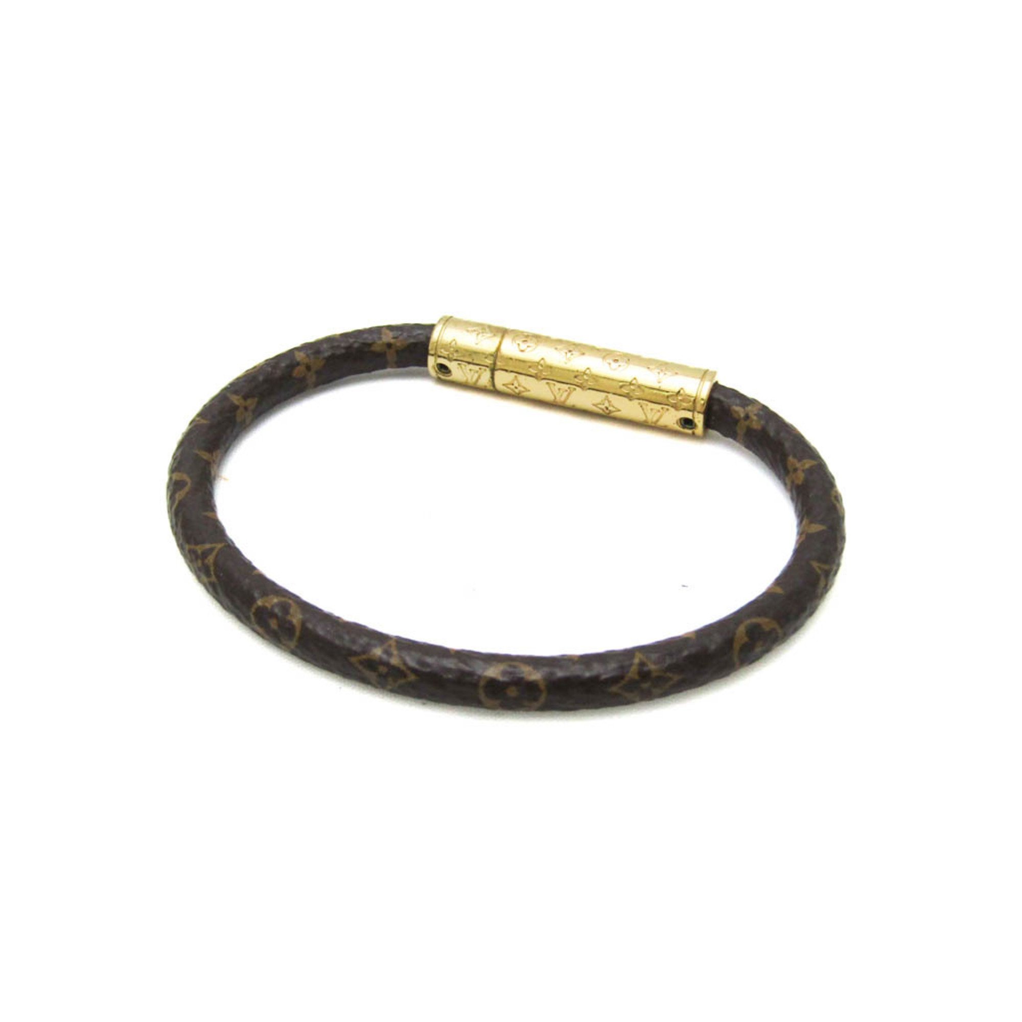 Louis Vuitton Monogram Confidential Bracelet M6334E Metal,Monogram No Stone Bangle Gold,Monogram