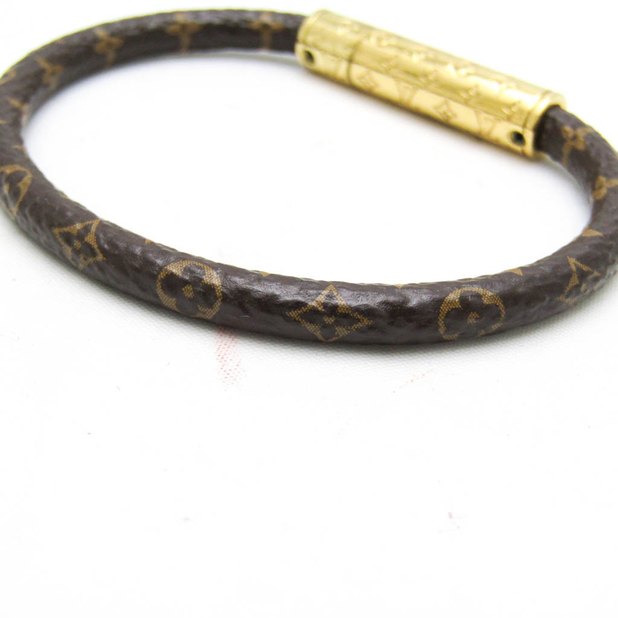 Louis Vuitton Monogram Confidential Bracelet M6334E Metal,Monogram No Stone Bangle Gold,Monogram