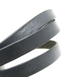 Hermes Hapi Triple Bracelet Choker Leather,Metal No Stone Bangle Black,Silver