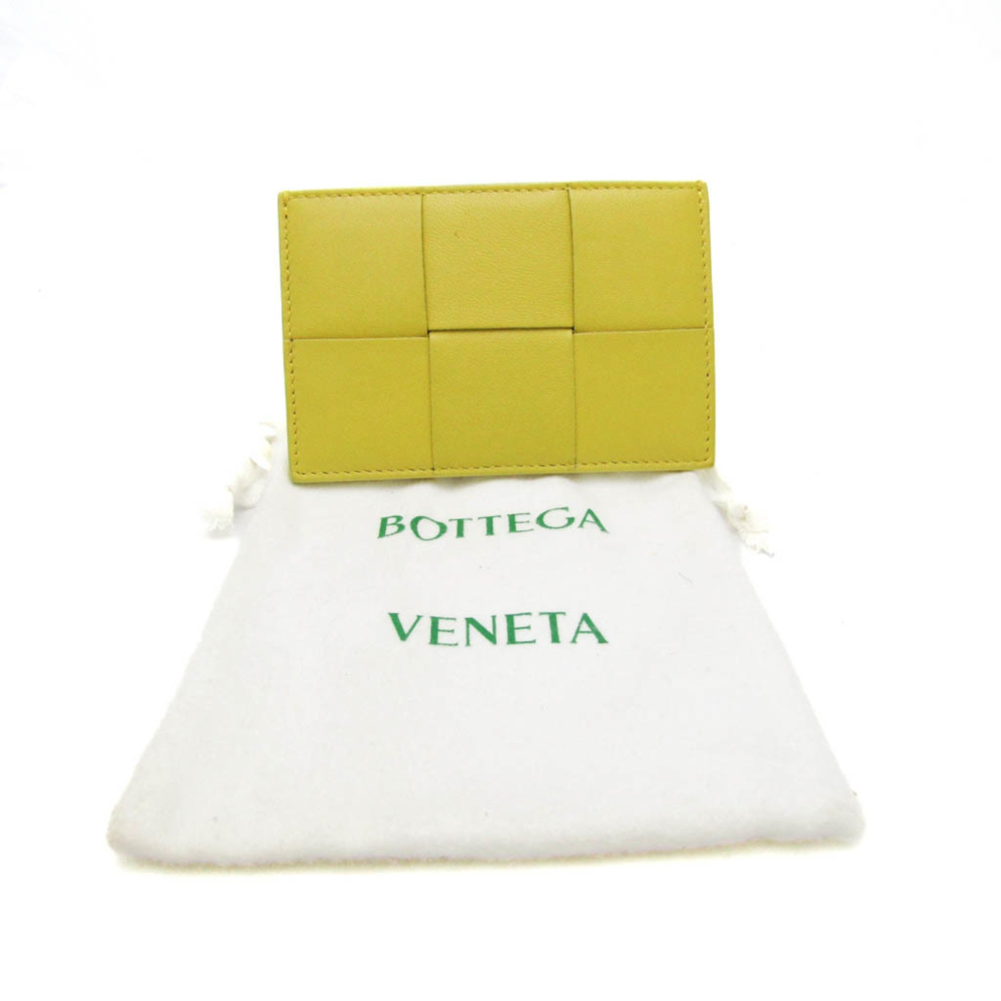 Bottega Veneta CASSETTE MAXI INTRECCIATTO Leather Card Case Yellow