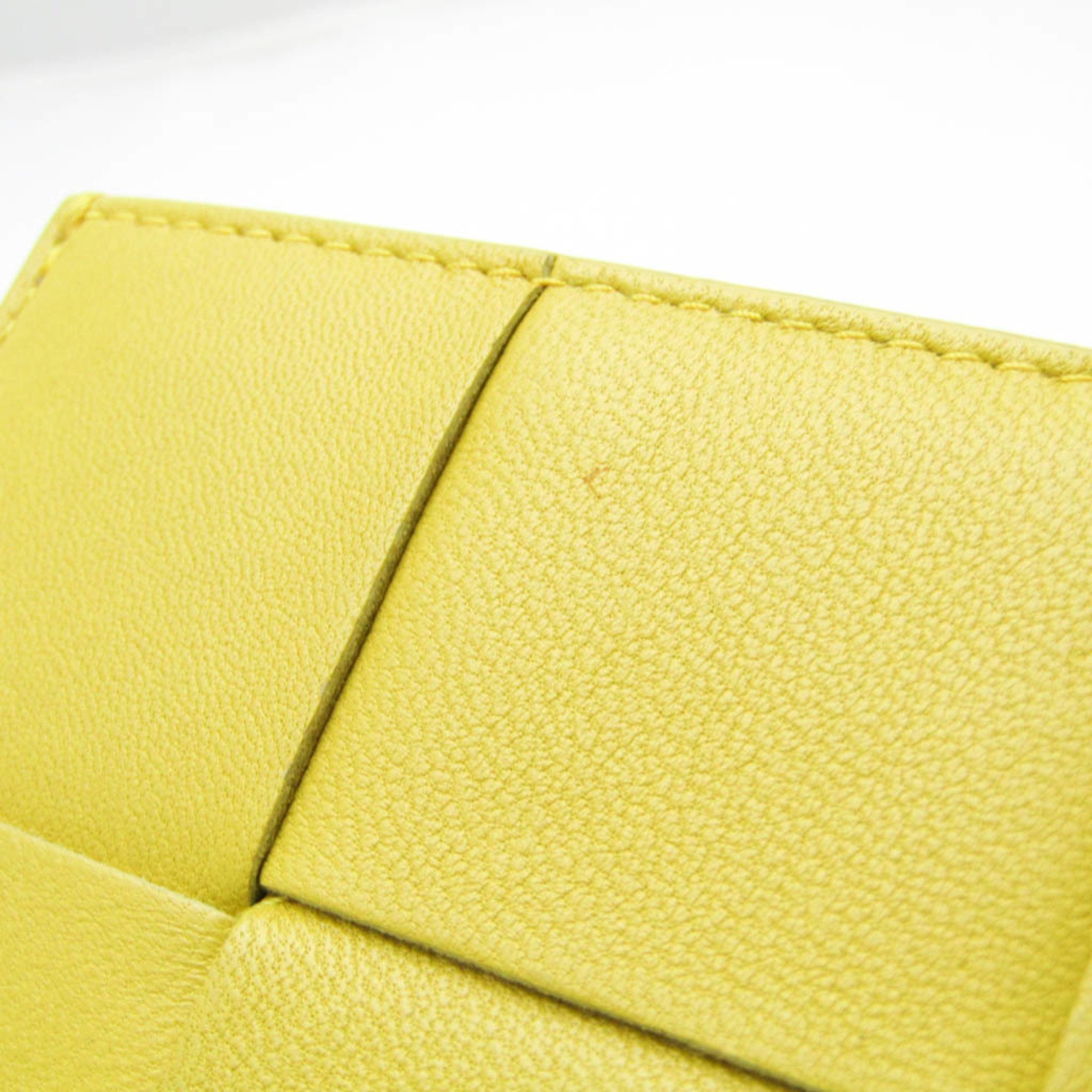 Bottega Veneta CASSETTE MAXI INTRECCIATTO Leather Card Case Yellow