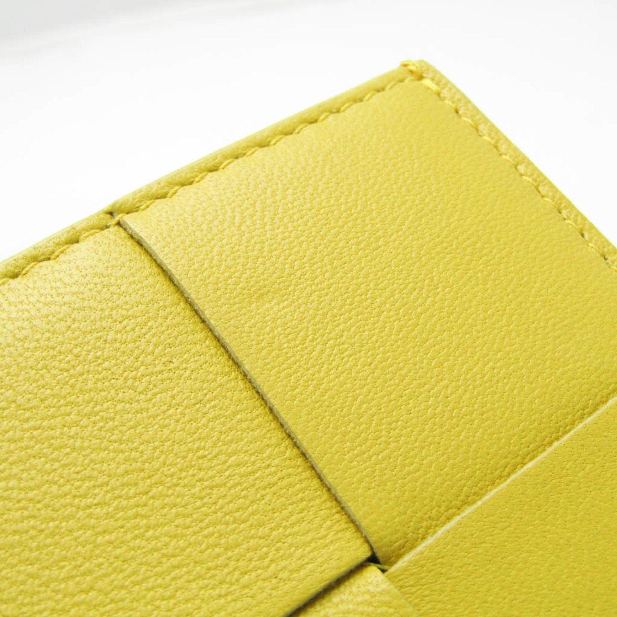 Bottega Veneta CASSETTE MAXI INTRECCIATTO Leather Card Case Yellow