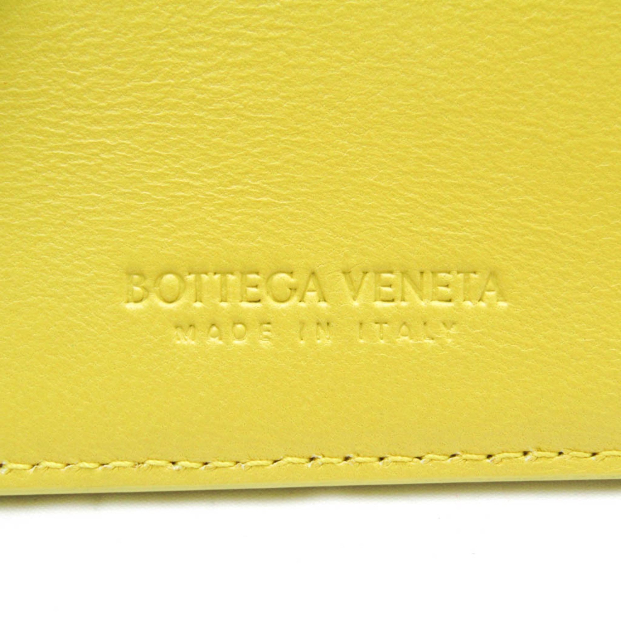 Bottega Veneta CASSETTE MAXI INTRECCIATTO Leather Card Case Yellow