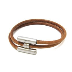 Hermes Turnis Leather,Metal Bangle Brown,Silver