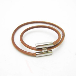 Hermes Turnis Leather,Metal Bangle Brown,Silver