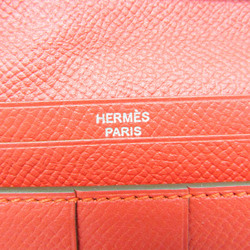 Hermes Bearn Bearn Soufflet Women's Epsom Leather Long Wallet (bi-fold) Red Color