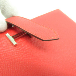 Hermes Bearn Bearn Soufflet Women's Epsom Leather Long Wallet (bi-fold) Red Color