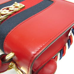 Gucci Sherry Line Sylvie 470270 Women's Leather Shoulder Bag Red Color