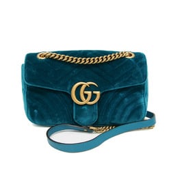 Gucci GG Marmont Chain Shoulder Bag 443497 Women's Velvet Shoulder Bag Green