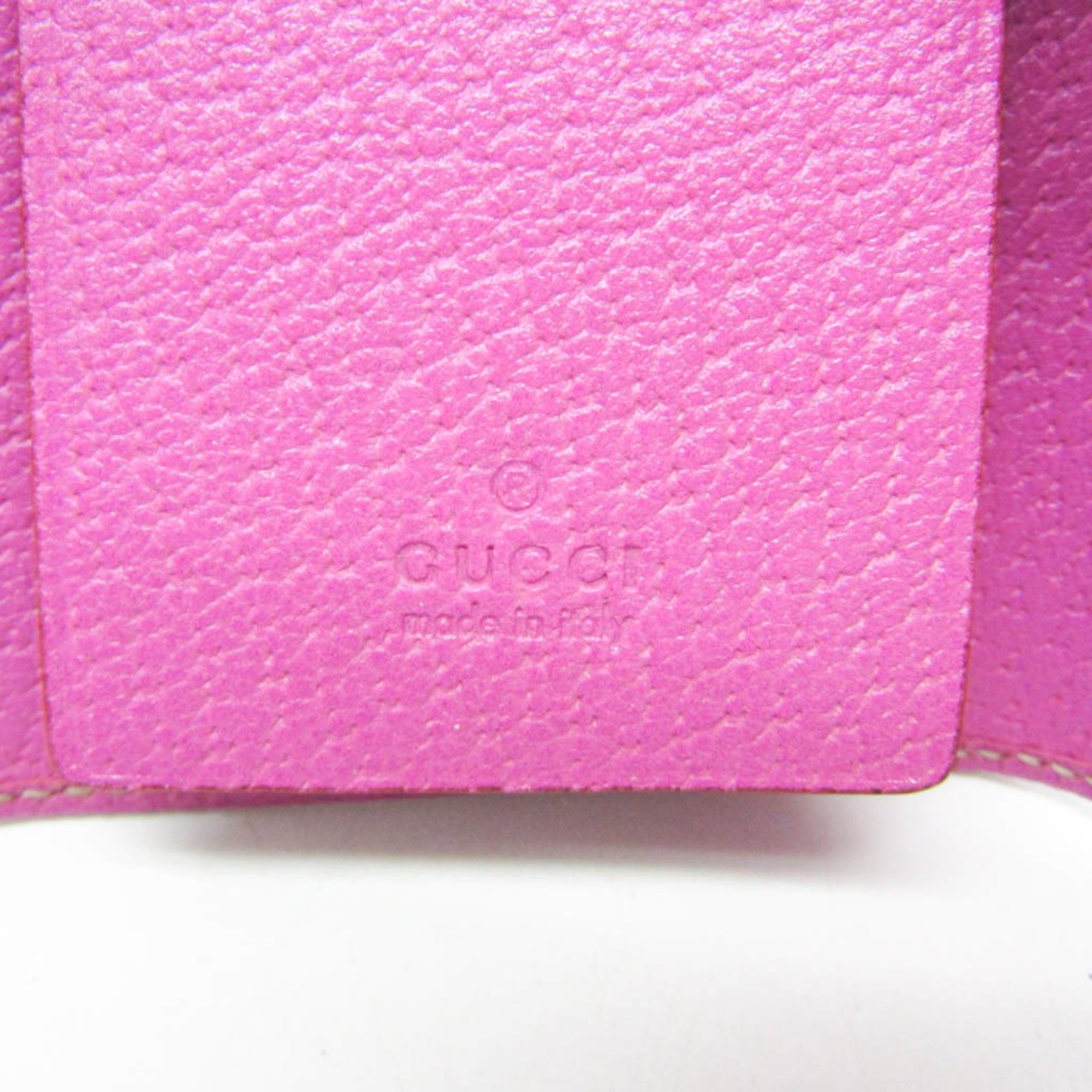 Gucci Abby 141419 Women's GG Canvas Leather Key Case Beige,Pink