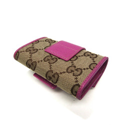 Gucci Abby 141419 Women's GG Canvas Leather Key Case Beige,Pink