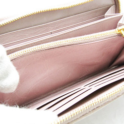 Prada Quilted Round Zip Wallet Women's Leather Long Wallet (bi-fold) Light Pink