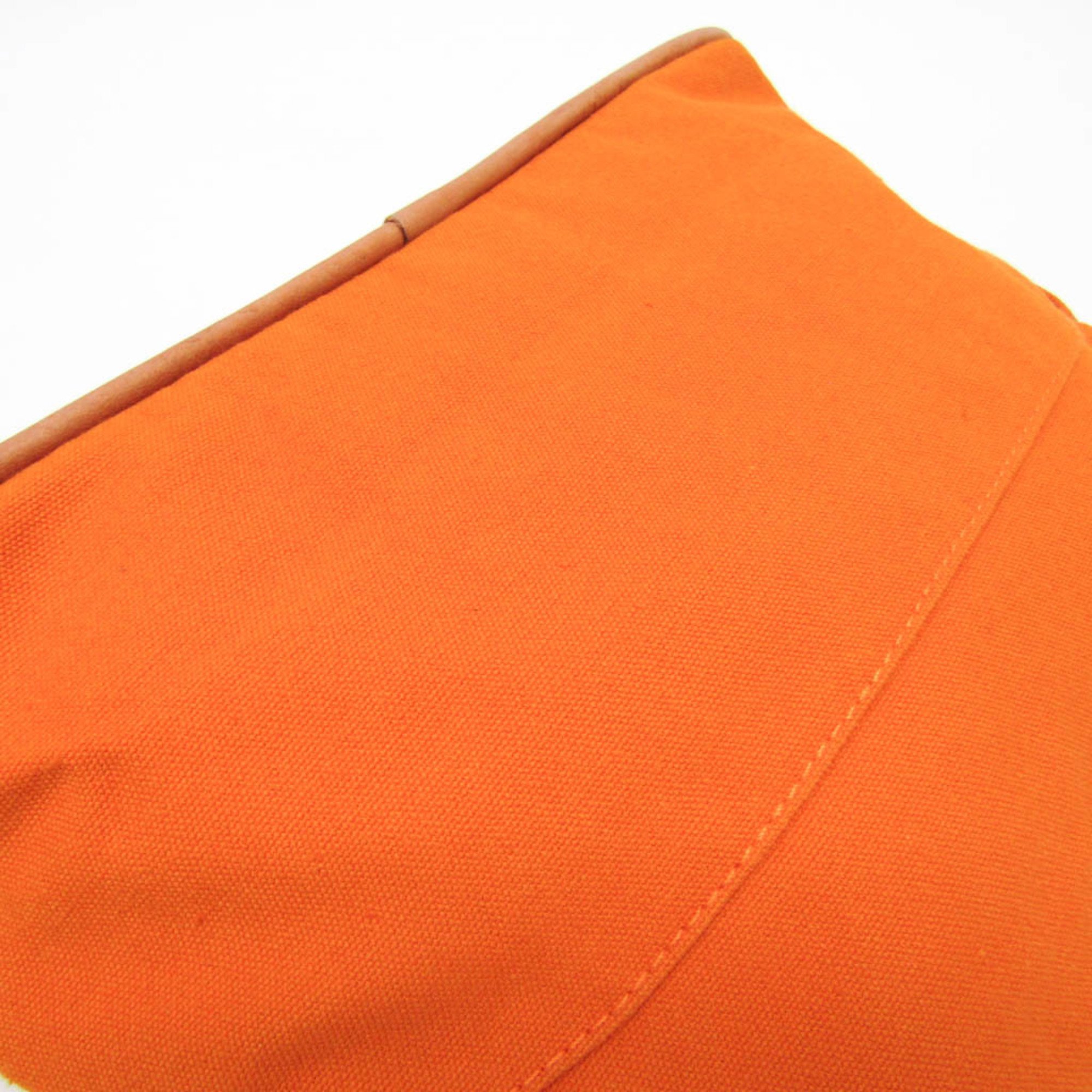 Hermes Bolide MM Women's Cotton,Leather Pouch Orange