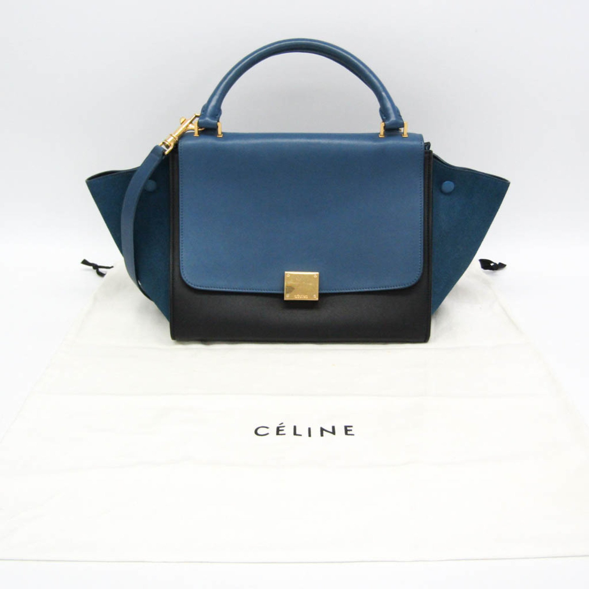 Celine Trapeze Small 174683 Women's Leather,Suede Handbag,Shoulder Bag Black,Blue