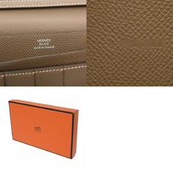 HERMES Hermes Bearn Souffle Etoupe A Stamp (around 2017) Unisex Epsom Leather Long Wallet