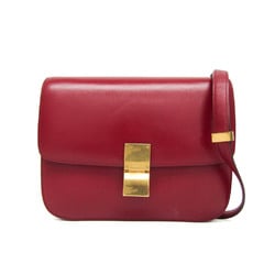 Celine Classic Box Medium 189173 Women's Leather Shoulder Bag Red Color