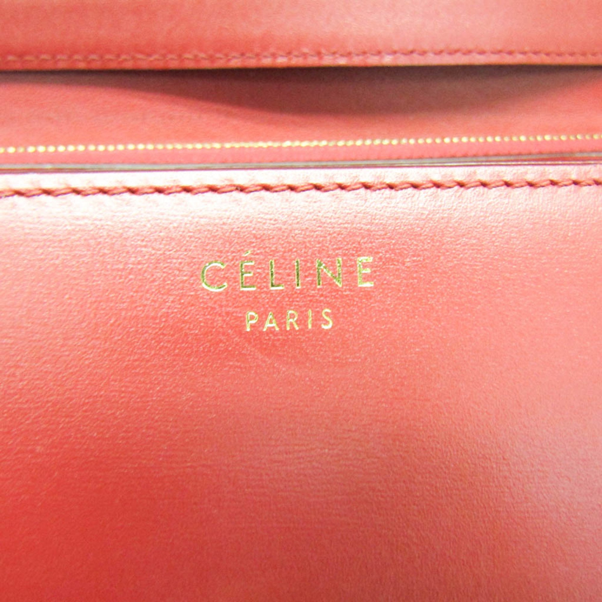 Celine Classic Box Medium 189173 Women's Leather Shoulder Bag Red Color