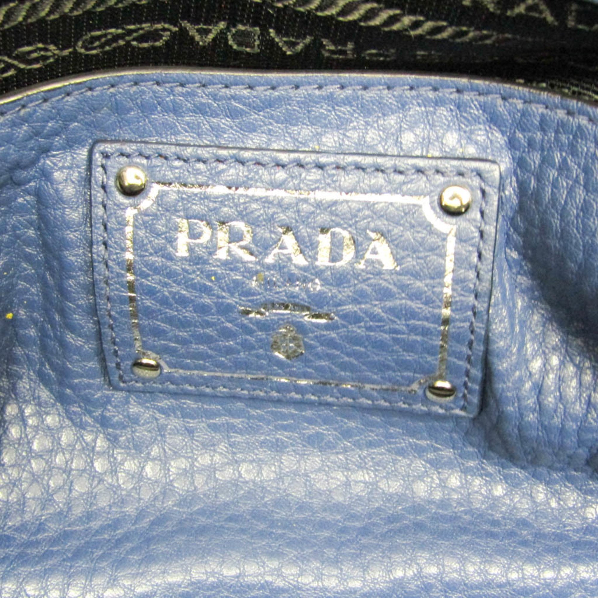 Prada VITELLO PHENIX BN2795 Women's Leather Handbag,Shoulder Bag Blue