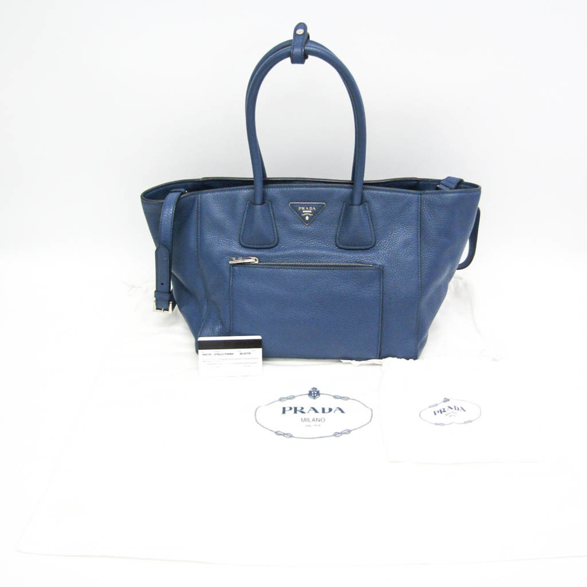 Prada VITELLO PHENIX BN2795 Women's Leather Handbag,Shoulder Bag Blue