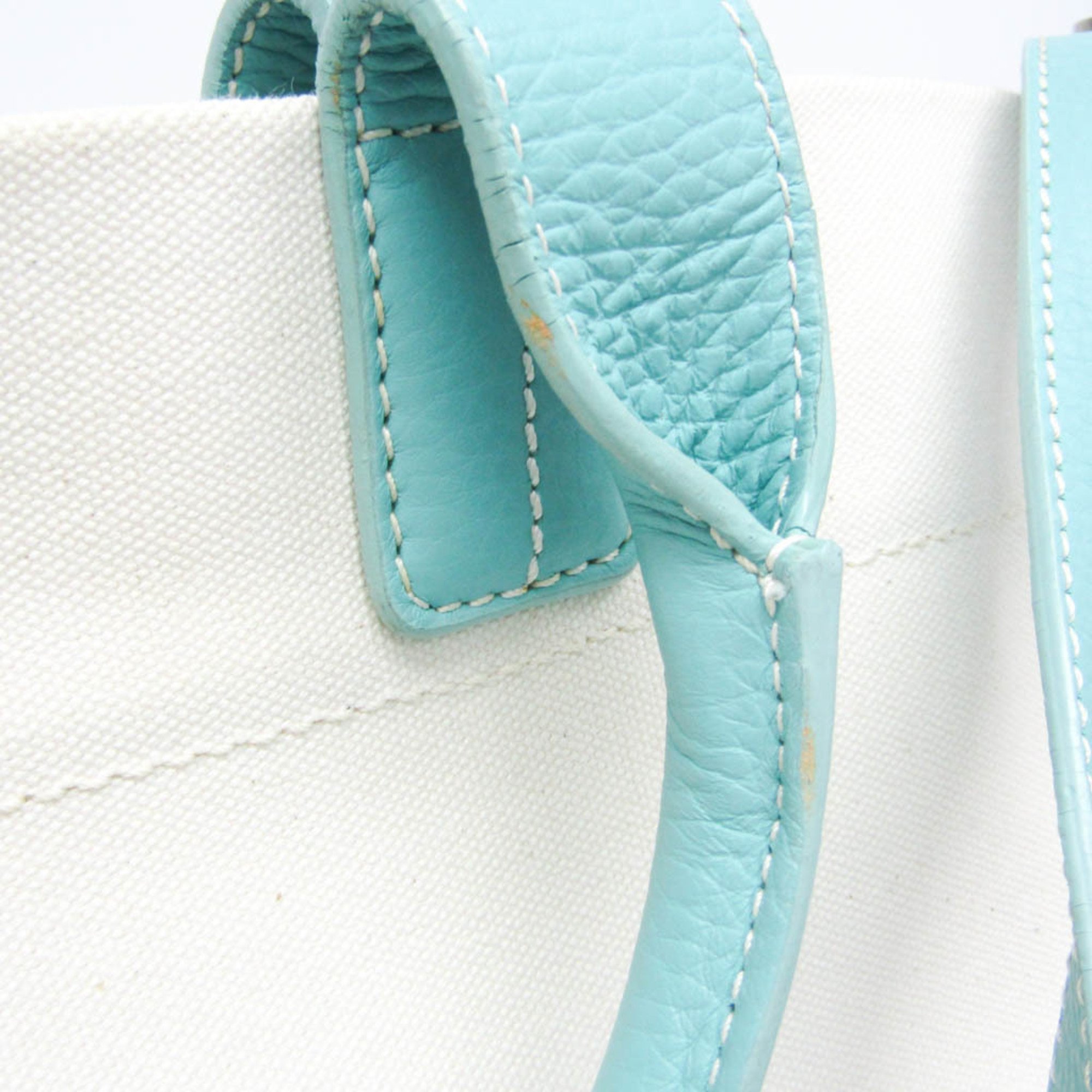 Tiffany Women's Canvas,Leather Shoulder Bag,Tote Bag Off-white,Tiffany Blue