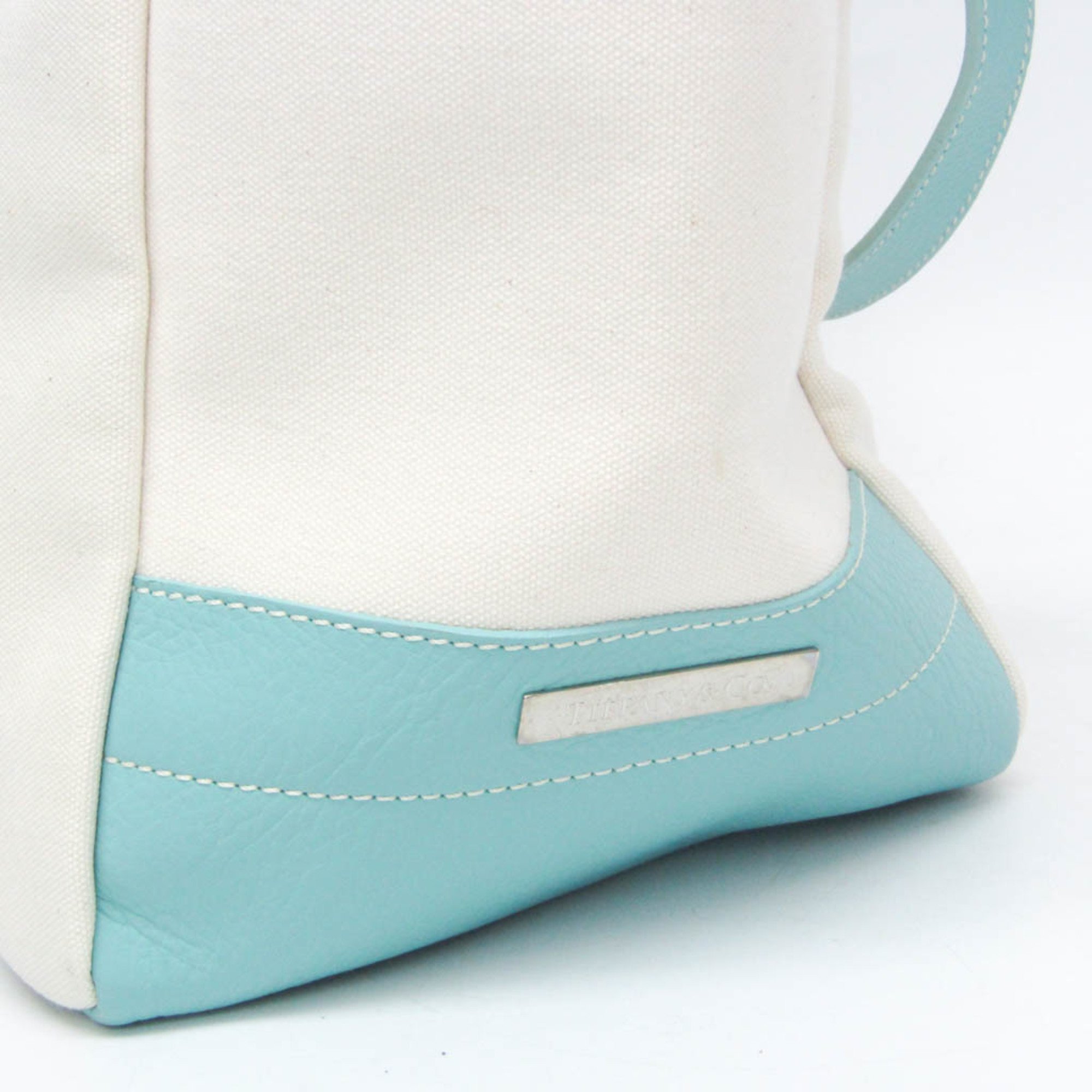 Tiffany Women's Canvas,Leather Shoulder Bag,Tote Bag Off-white,Tiffany Blue