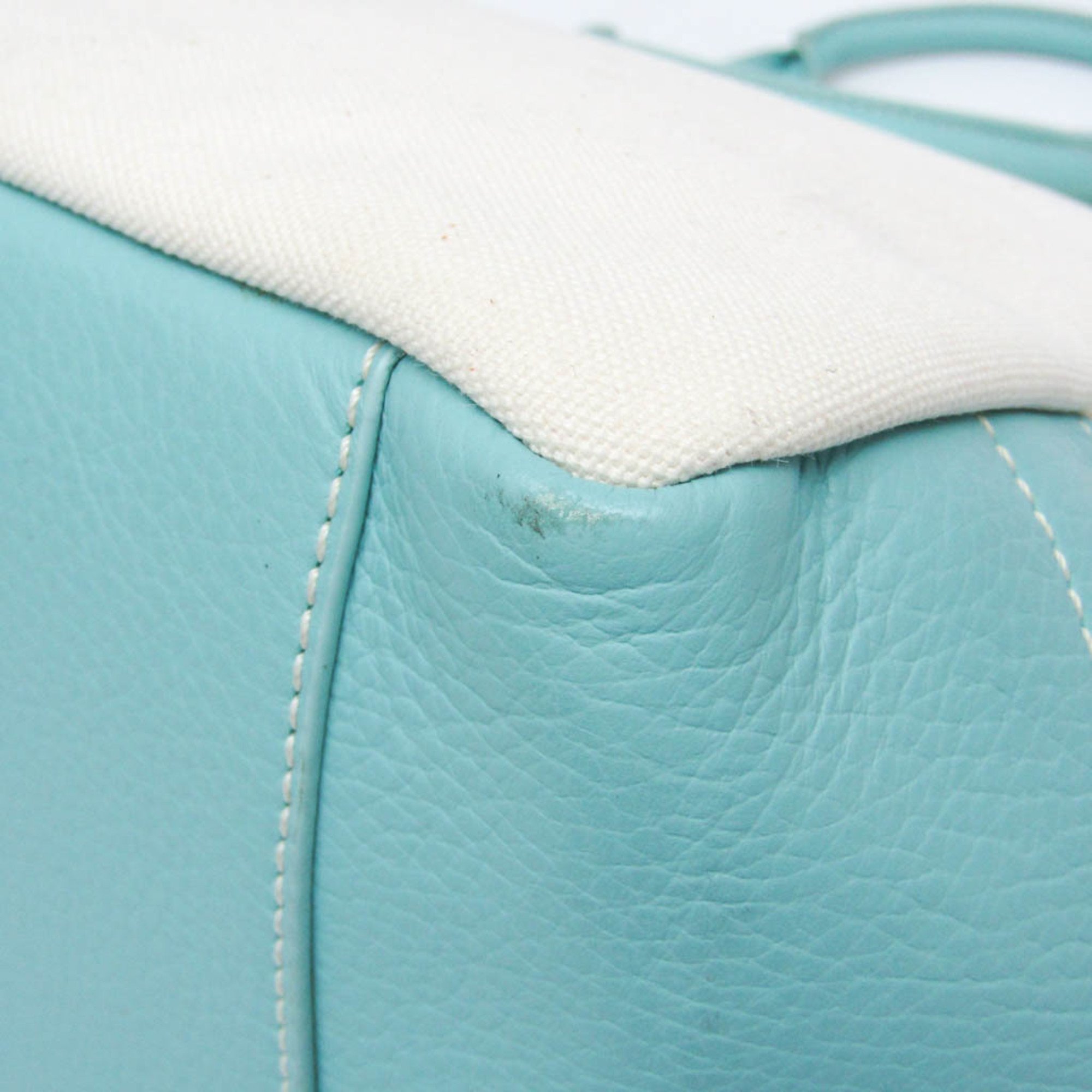 Tiffany Women's Canvas,Leather Shoulder Bag,Tote Bag Off-white,Tiffany Blue