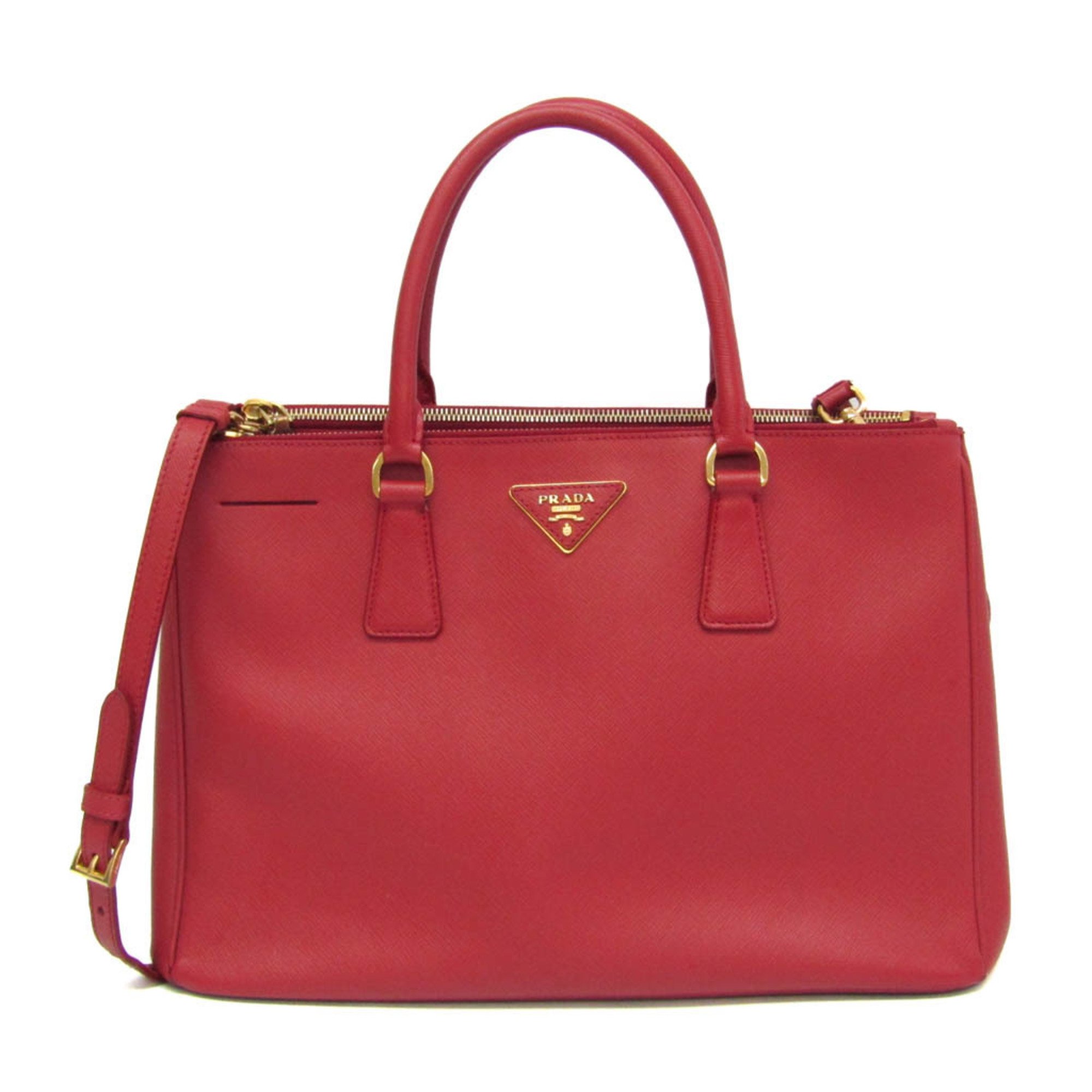 Prada Galleria BN2274 Women's Leather Handbag,Shoulder Bag Red Color