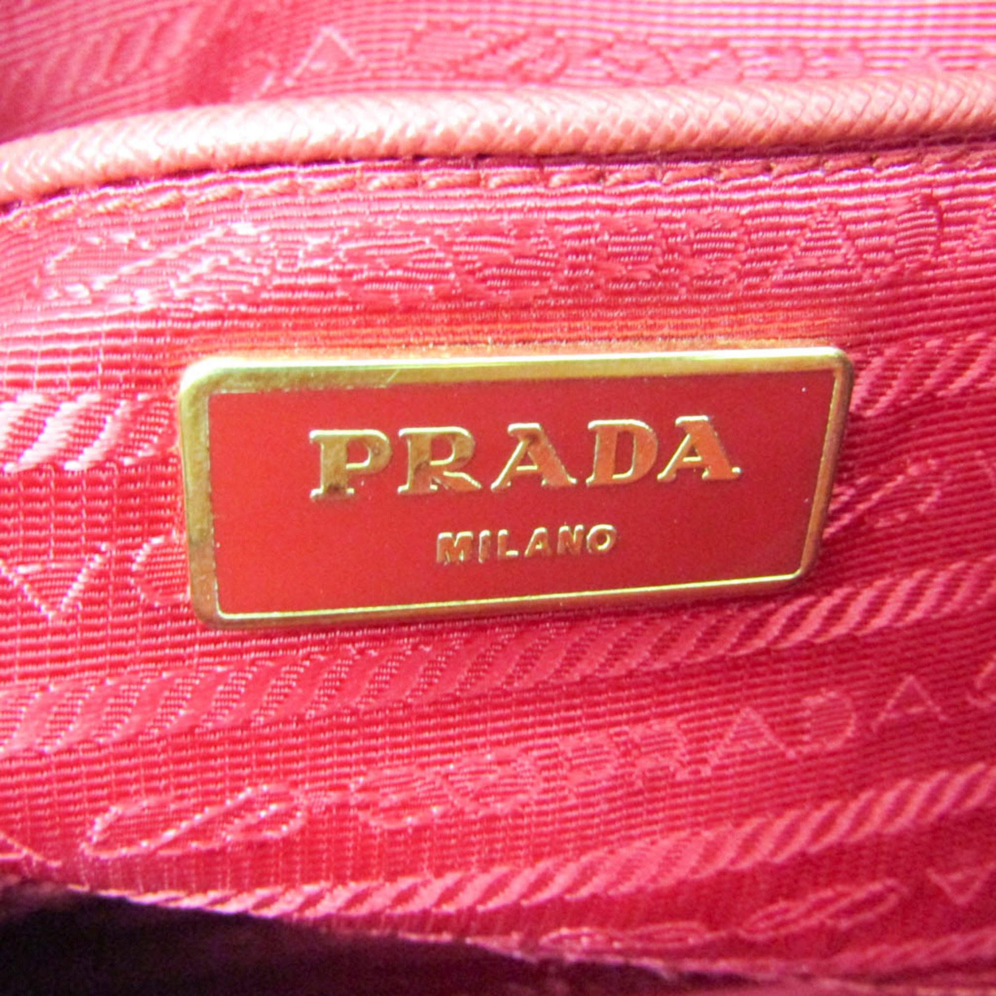 Prada Galleria BN2274 Women's Leather Handbag,Shoulder Bag Red Color