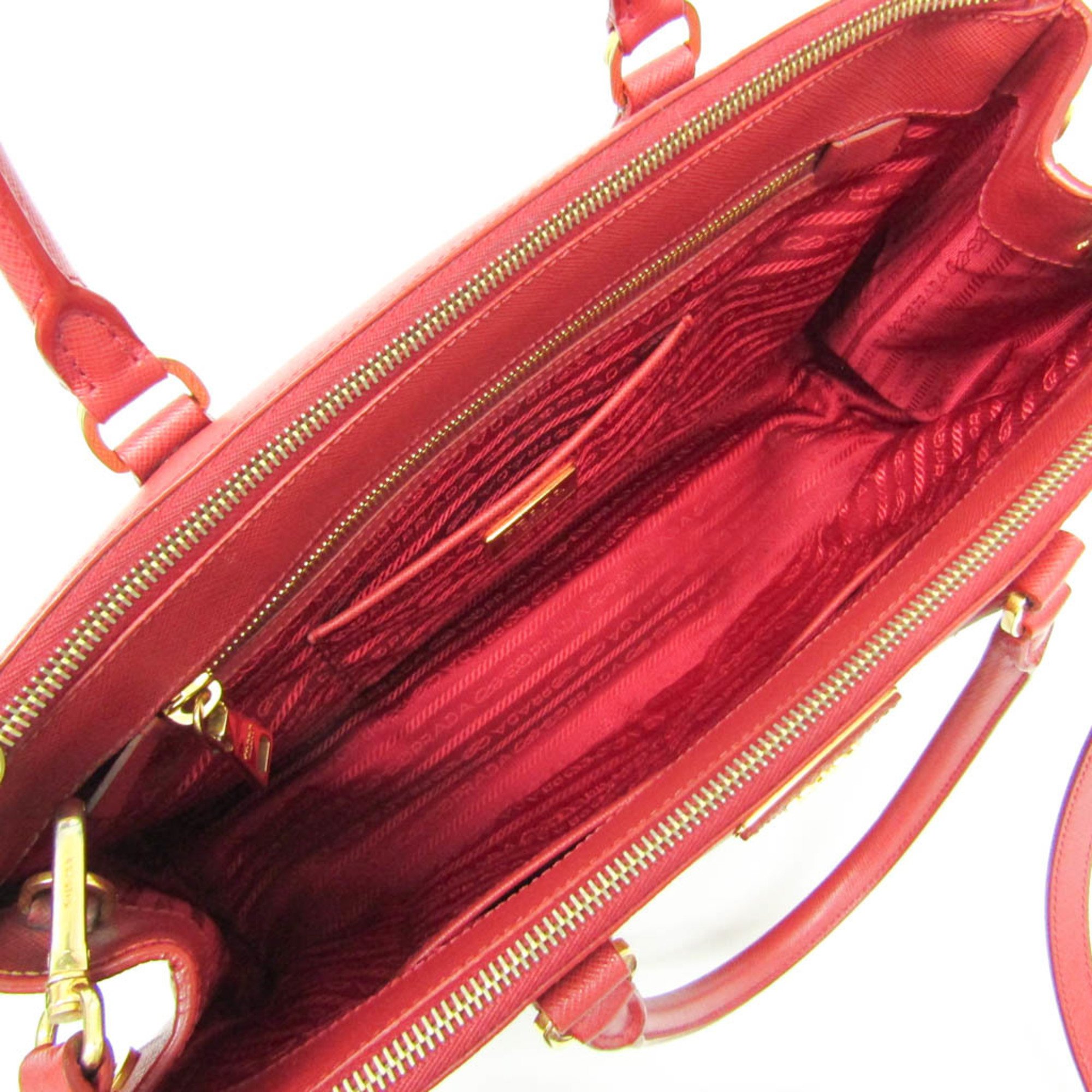 Prada Galleria BN2274 Women's Leather Handbag,Shoulder Bag Red Color