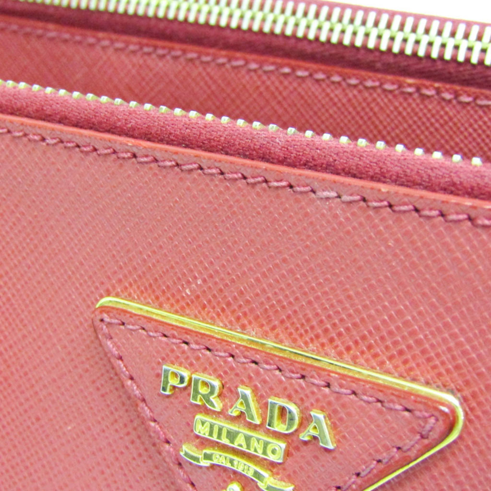 Prada Galleria BN2274 Women's Leather Handbag,Shoulder Bag Red Color