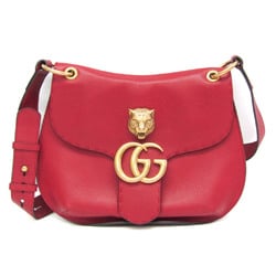 Gucci GG Marmont 409154 Women's Leather Shoulder Bag Red Color