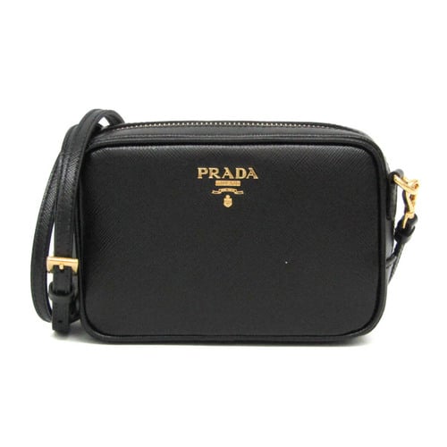 Prada Saffiano 1N1674 Women's Leather Pouch,Shoulder Bag Black | eLADY  Globazone