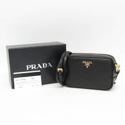 Prada Saffiano 1N1674 Women's Leather Pouch,Shoulder Bag Black