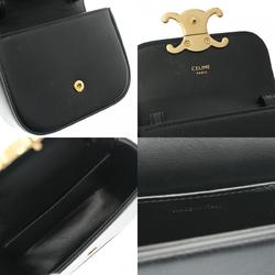 CELINE Claude Black 101513DPV.38NO Women's Shiny Calfskin Shoulder Bag