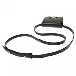 CELINE Claude Black 101513DPV.38NO Women's Shiny Calfskin Shoulder Bag