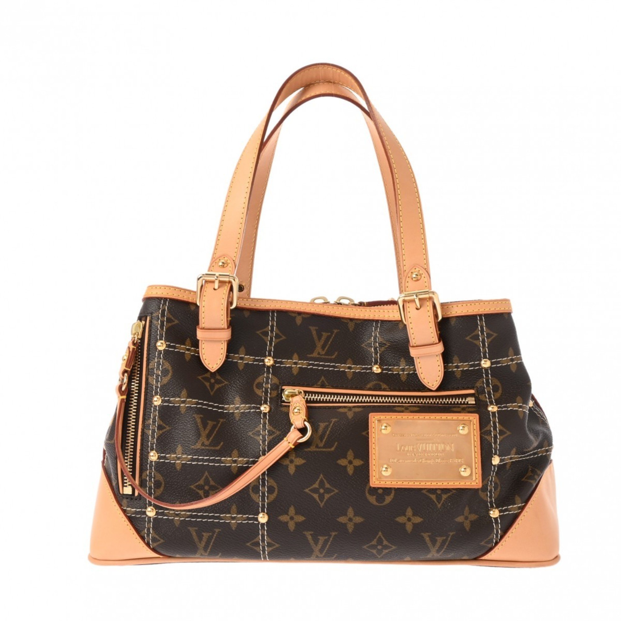 LOUIS VUITTON Louis Vuitton Monogram Rivet Brown M40140 Women's Canvas Handbag