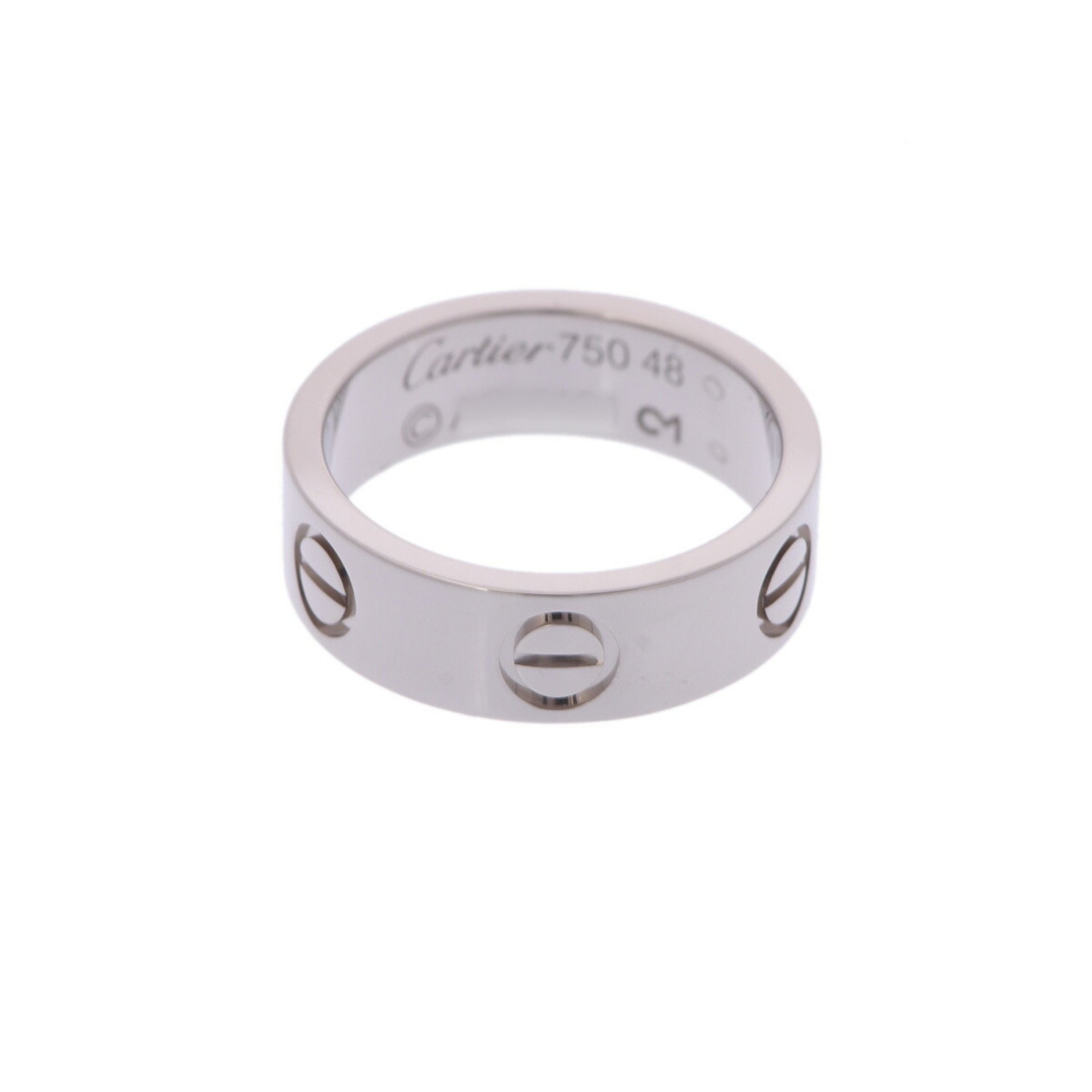 CARTIER Love Ring #48 Size 7.5 Women's K18 White Gold