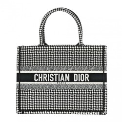 CHRISTIAN DIOR Christian Dior Book Tote Medium Houndstooth Black/White M1296ZRPI Women's Canvas Handbag