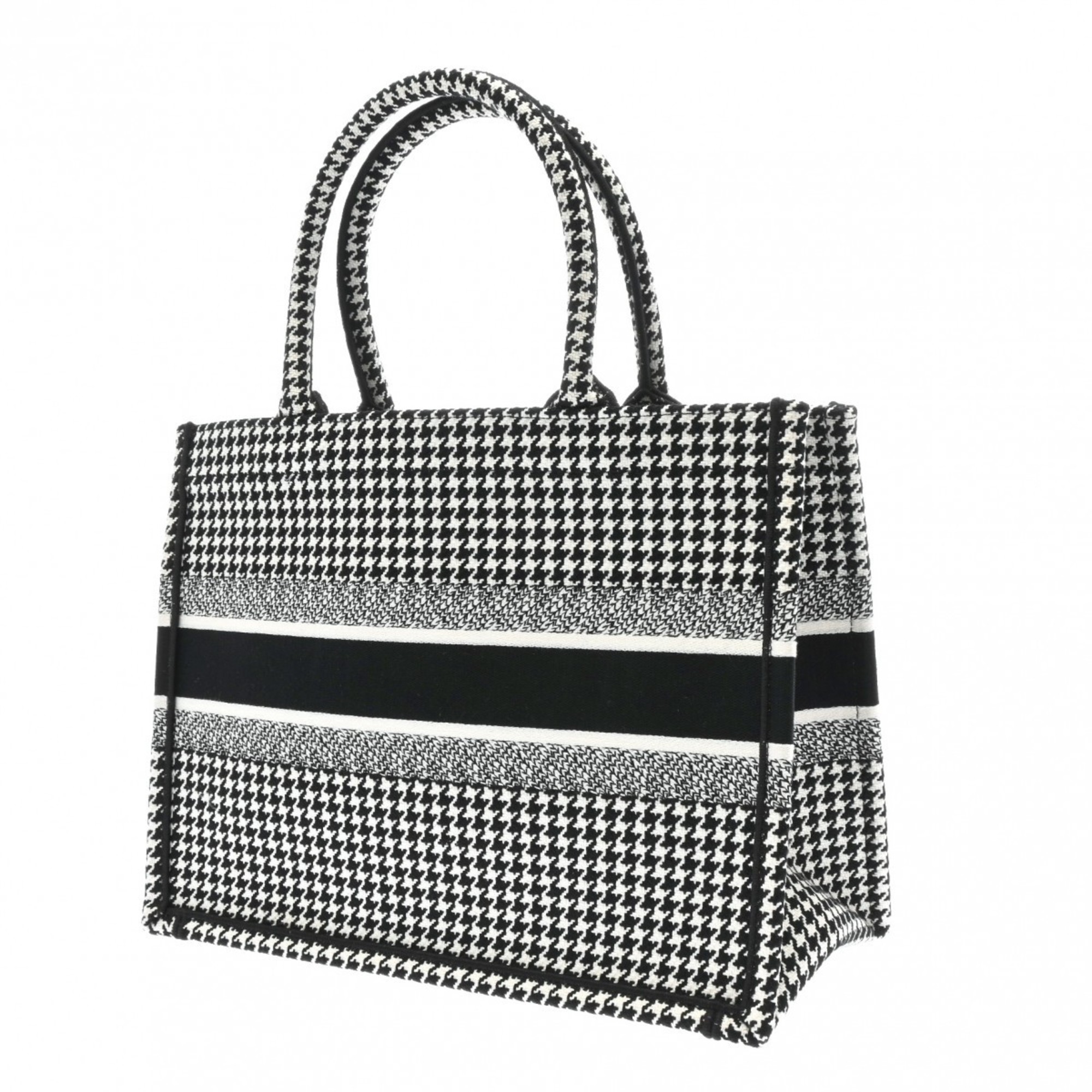 CHRISTIAN DIOR Christian Dior Book Tote Medium Houndstooth Black/White M1296ZRPI Women's Canvas Handbag