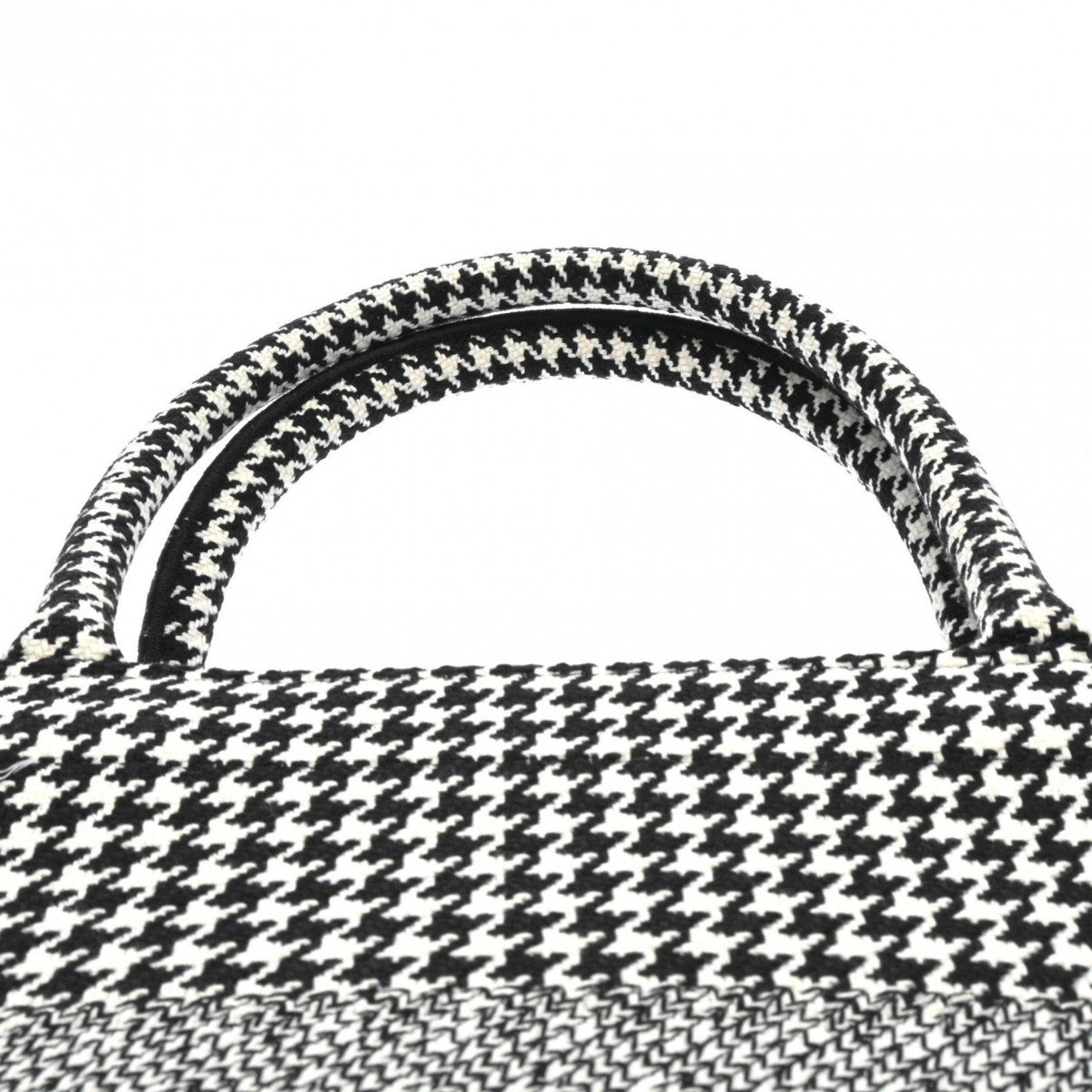 CHRISTIAN DIOR Christian Dior Book Tote Medium Houndstooth Black/White M1296ZRPI Women's Canvas Handbag